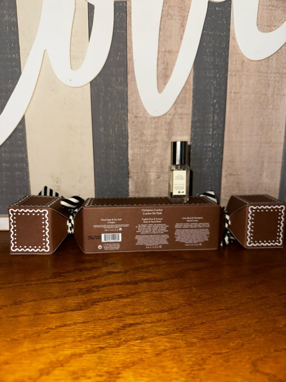 Jo Malone Brown Gift Cracker with Black & White Striped Ribbon - Picture 4 of 5